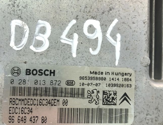 PEUGEOT 207 1 generation (2006-2009) Engine Control Unit ECU 9664843780,0281013872 27254118