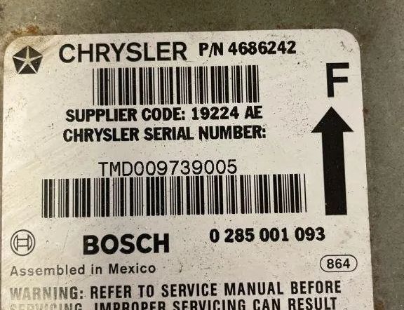 CHRYSLER 300C 2 generation (2011-2023) SRS Control Unit TMD009739005,4686242 31612025