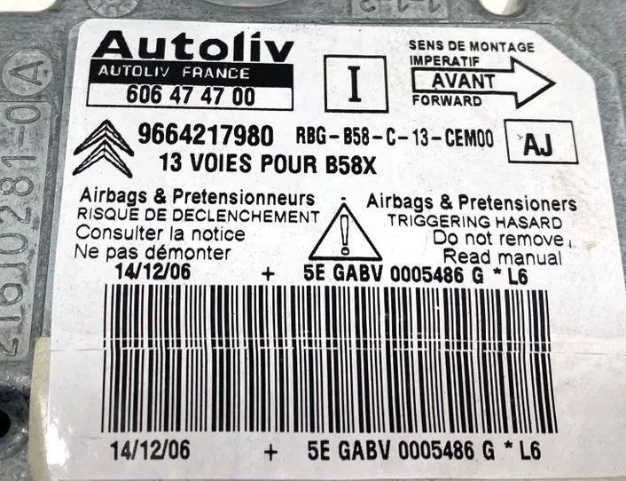 CITROËN C4 Picasso 1 generation (2006-2013) SRS Control Unit 9664217980,606474700 24716488