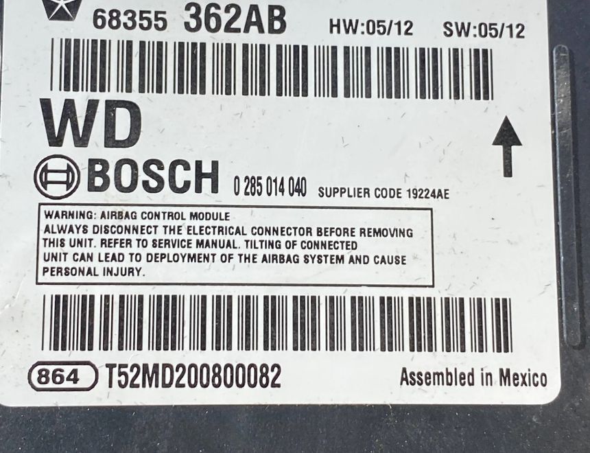 DODGE Durango 3 generation (2010-2024) SRS Control Unit T52MD200800082,68355362AB 29775031