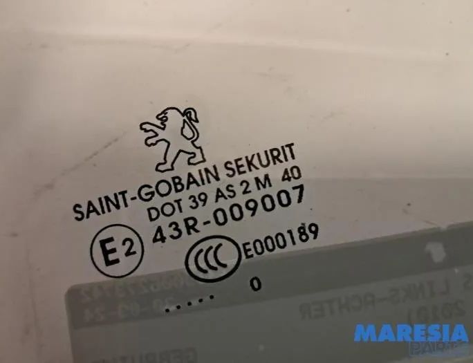 PEUGEOT 3008 1 generation (2010-2016) Стекло задней левой двери 9203JT,E000189,43R009007,DOT39 27859915