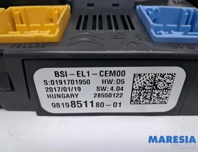 CITROËN C3 3 generation (2016-2024) Engine Control Unit ECU 9800913080,HW9800913080,9663123380,9819851180,9817335080,1619374980,1619108280,1669609280,V29077452A,170180836,BSIEL1,0191701950 33026772