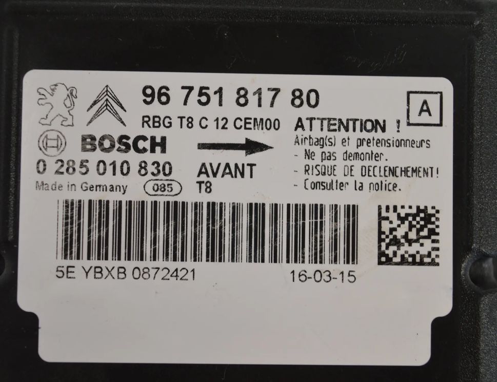 PEUGEOT 5008 1 generation (2009-2016) SRS Control Unit 9675181780 1693300