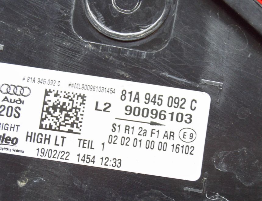AUDI Q2 1 generation (2016-2024) Rear Right Taillight Lamp 81A945092C,90096103 17837821