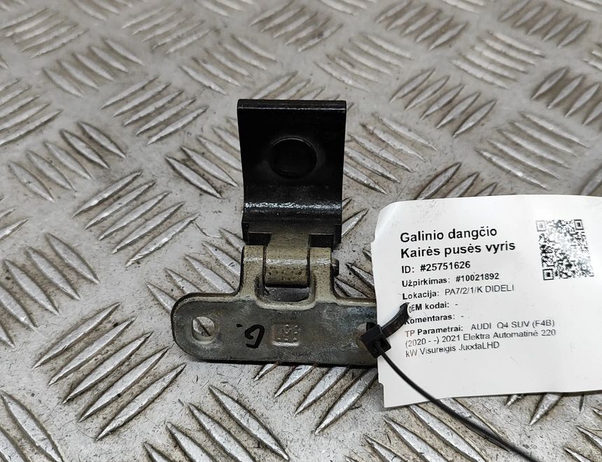 AUDI Q4 Sportback e-tron 1 generation (2021-2024) Left Side Bootlid Hinge 8V3827299B 25751626