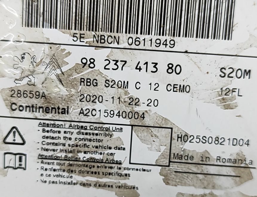 PEUGEOT 2008 2 generation (2019-2023) SRS Control Unit 9823741380,A2C15940004 28311976