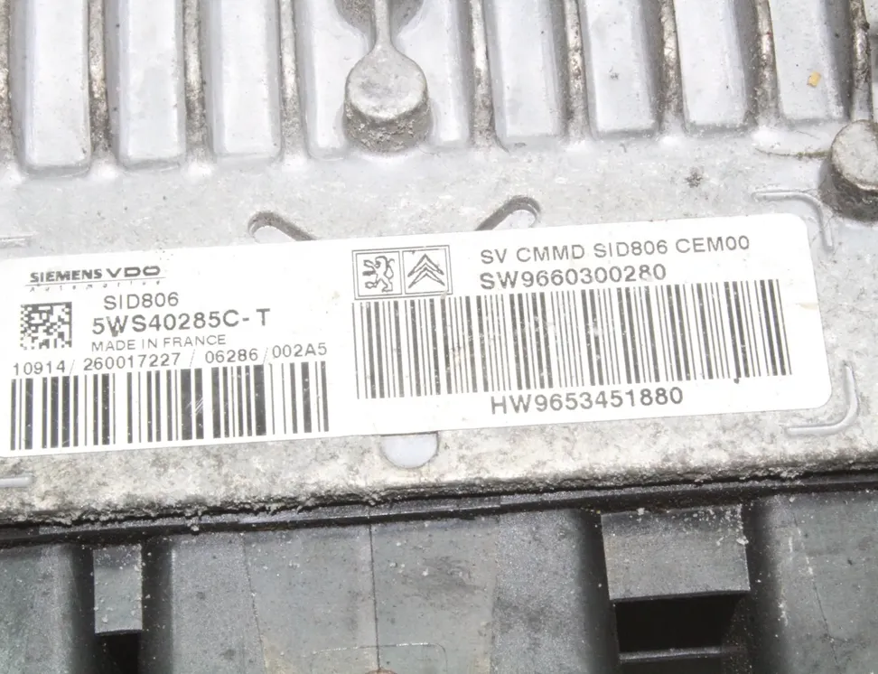 CITROËN C3 1 generation (2002-2010) Engine Control Unit ECU 9653451880,5WS40285C-T,9660300280 23886986