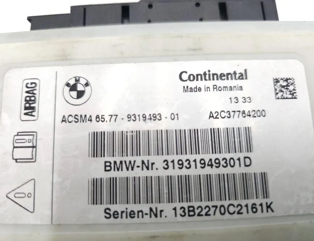 BMW 3 Series F30/F31 (2011-2020) SRS Control Unit 9319493 31522060