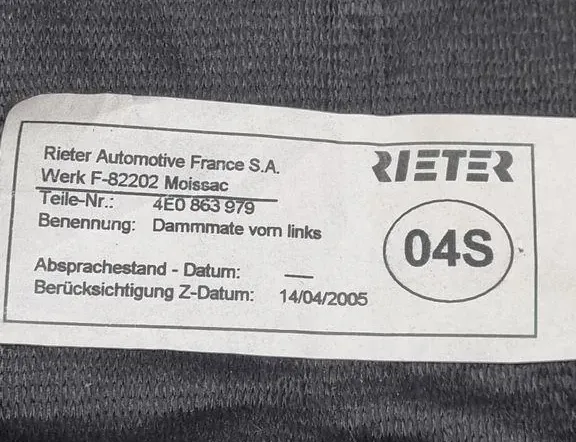 AUDI A8 D3/4E (2002-2010) Front Left Door Panel 4E0863979 33903560