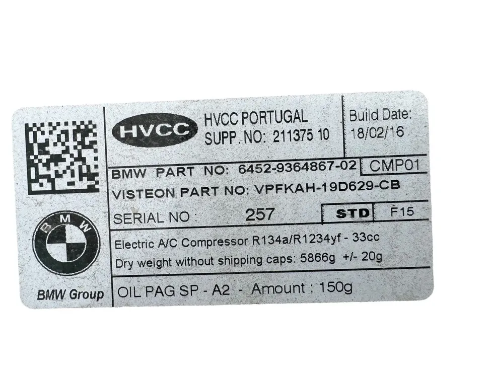 BMW 2 Series Active Tourer F45 (2014-2018) Hасос кондиционера 6452936486702 29980227