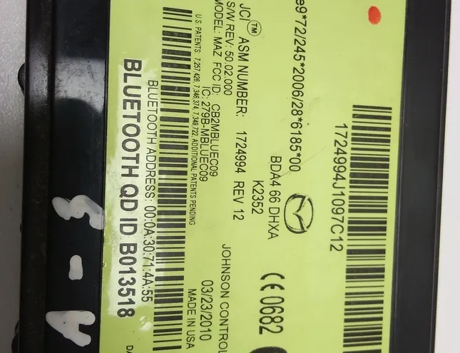 MAZDA 3 BL (2009-2013) Bluetooth Control Unit B013518 3810207