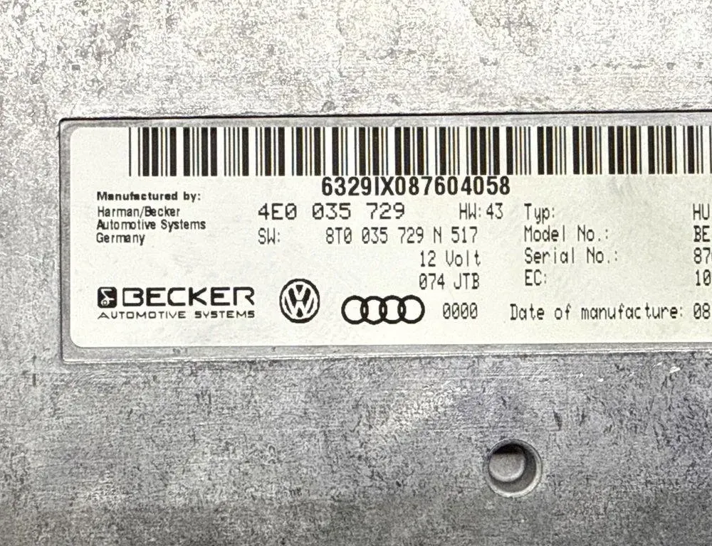 AUDI A4 B7/8E (2004-2008) Navigation Control Unit 4E0035729 30592124