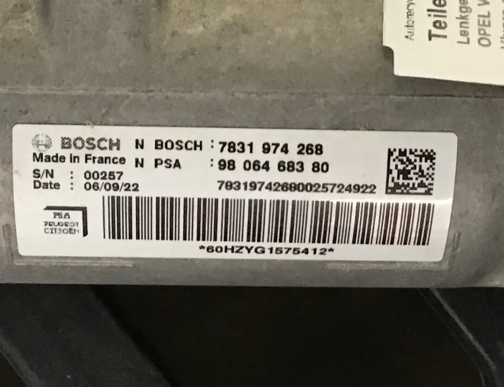 PEUGEOT Expert 3 generation (2017-2023) Steering Rack 9806468380 34532548