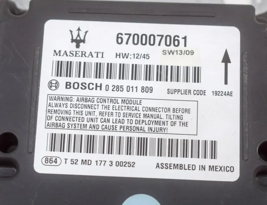 MASERATI Ghibli 3 generation (2013-2024) SRS Control Unit 670007061,0285011809 11472745