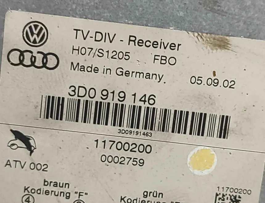 VOLKSWAGEN Phaeton 1 generation (2002-2016) TV блок 3D0919146 32582687