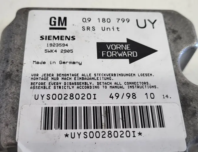 OPEL Astra G (1998-2009) SRS Control Unit 1923594,5WK42905,UYS0028020I,UYS00280201,09180799 23058697