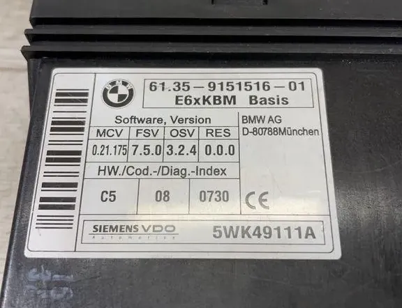 BMW 5 Series E60/E61 (2003-2010) Comfort Control Unit 5WK49111A,9151516 35181830