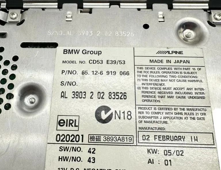 BMW 5 Series E39 (1995-2004) Автомагнитола с навигацией 6919066,390320283526,CD53E3953 34143062