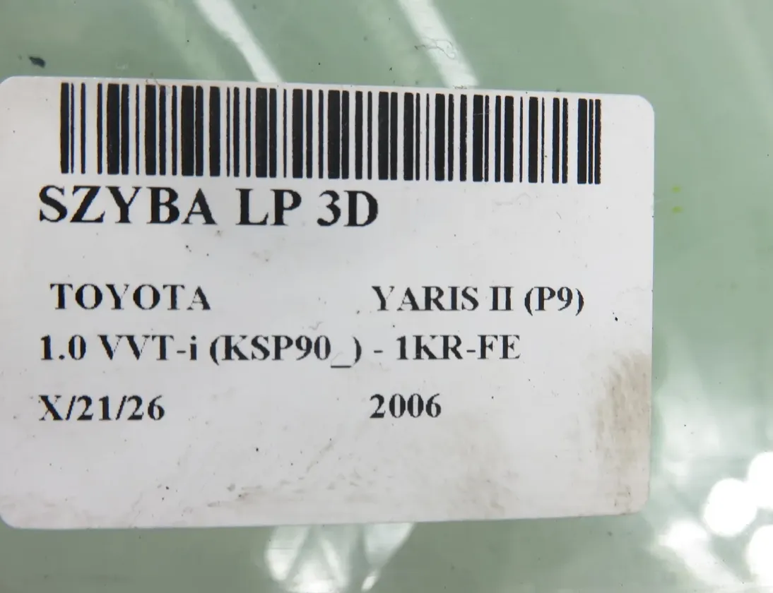 TOYOTA Yaris 2 generation (2005-2012) Front Left Window 34843342