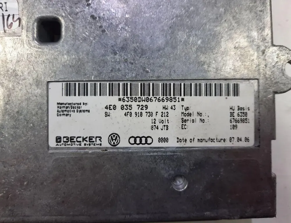 AUDI A6 C6/4F (2004-2011) Navigation Control Unit 4E0035729 34125464