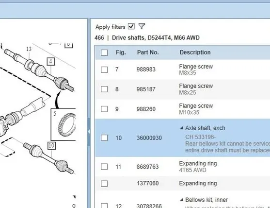 VOLVO XC90 1 generation (2002-2014) Rear Left Driveshaft 31259503,p31259503,36000930 25205645
