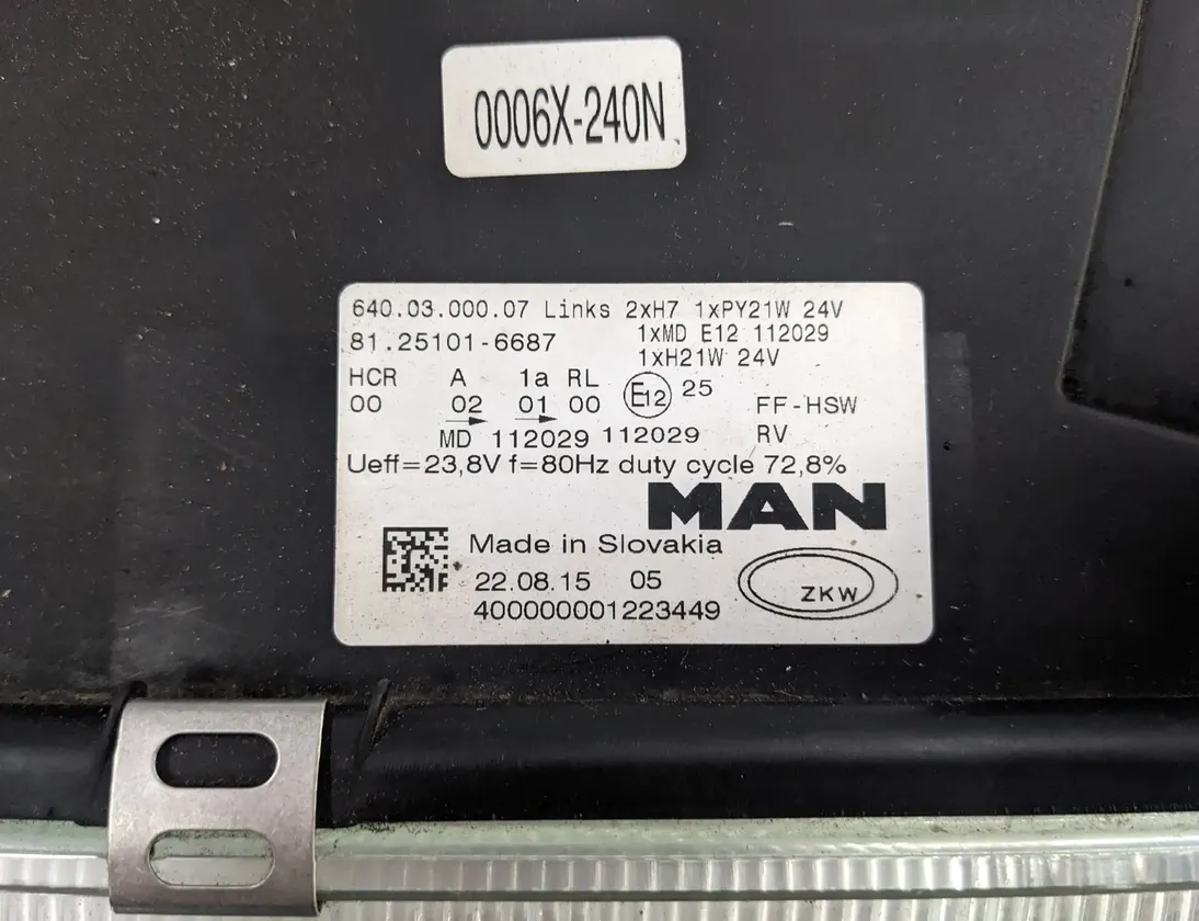 MAN TGX (2007-present) Front Left Headlight 81251016687,6400300007,400000001223449,Ip0157 33946119
