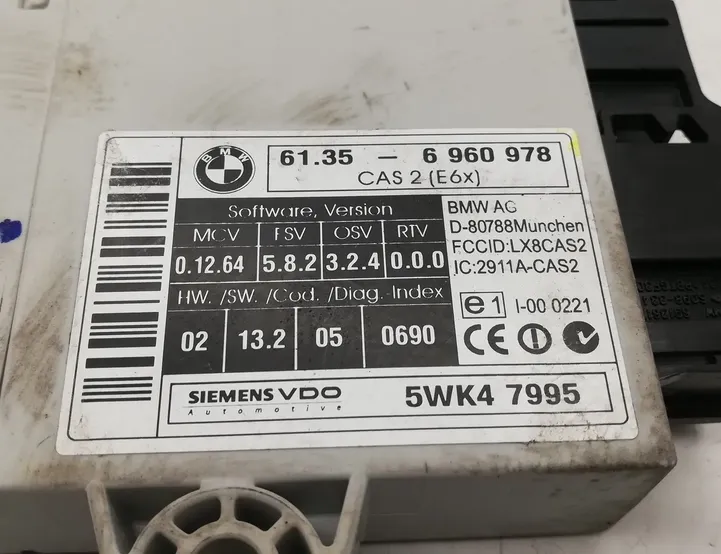 BMW 6 Series E63/E64 (2003-2010) CAS EWS 6960978 11259706