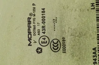 CHRYSLER Pacifica 2 generation (RU) (2016-2023) Left side sliding door glass 43R000184 33262828