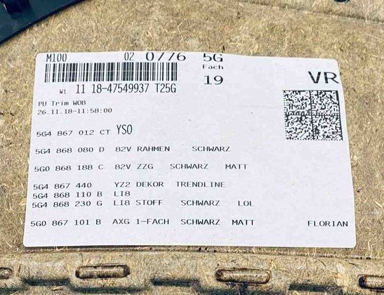 VOLKSWAGEN Golf 8 generation (2019-2023) Front Right Door Panel 5G4867024F 32568757